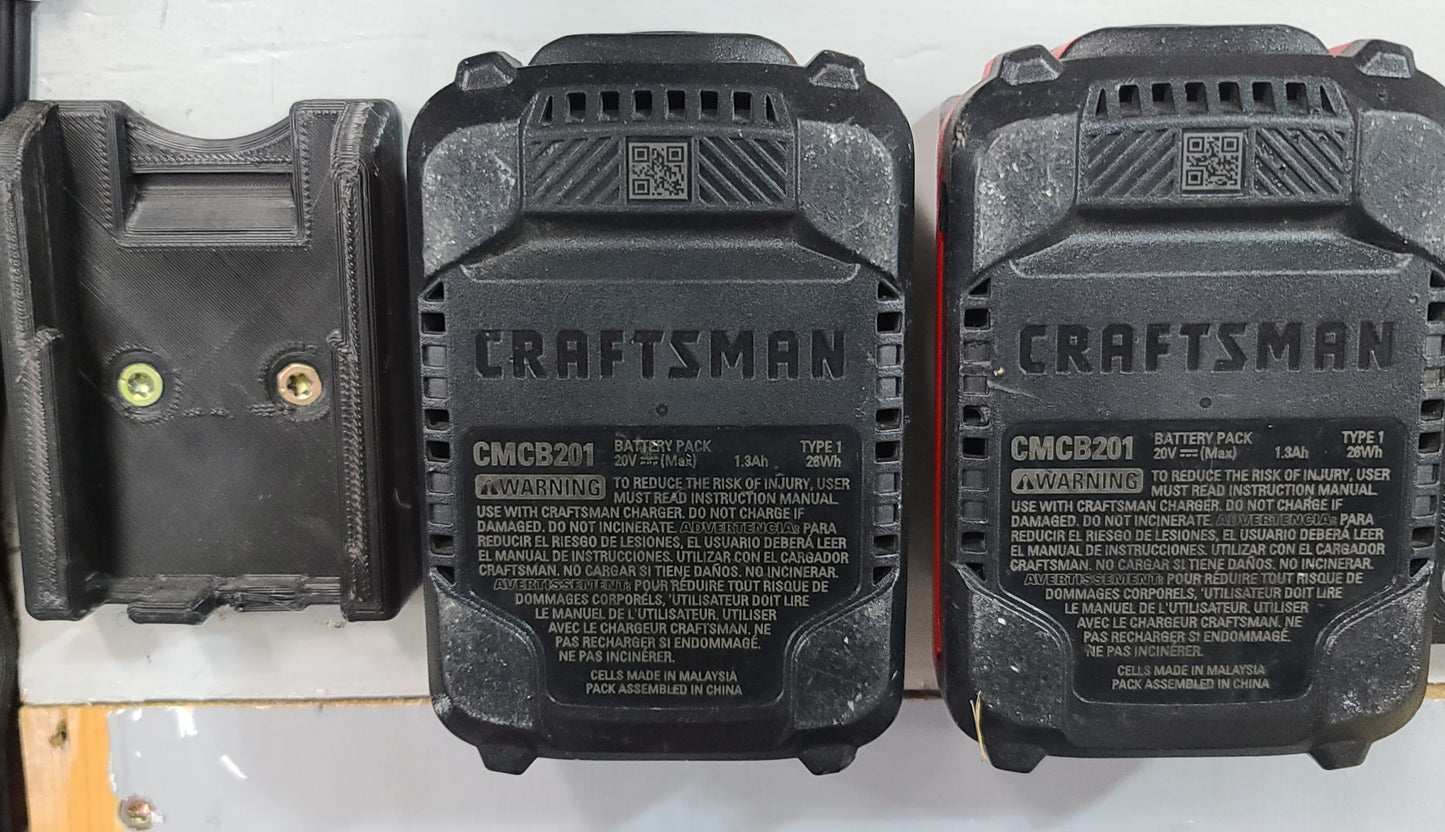 3D Printed Craftsman 20V Battery Holders Wall Mounted